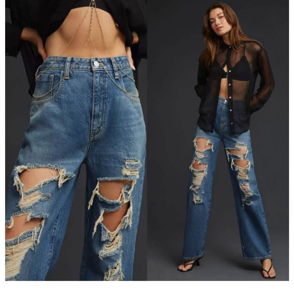 Pilcro (Anthropologie) distressed wide leg jeans - Picture 6 of 8